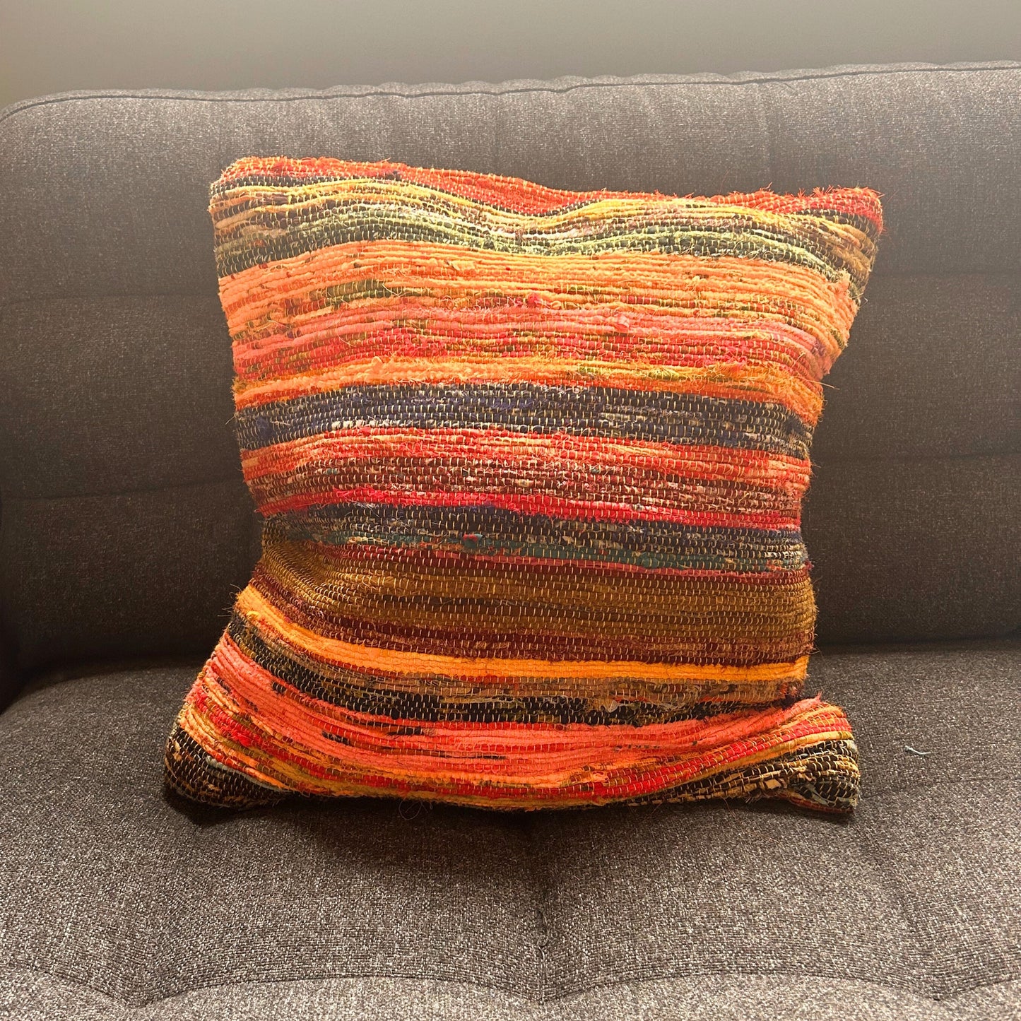 Housse de coussin en tapis recyclé - 40 x 40 cm - Orange