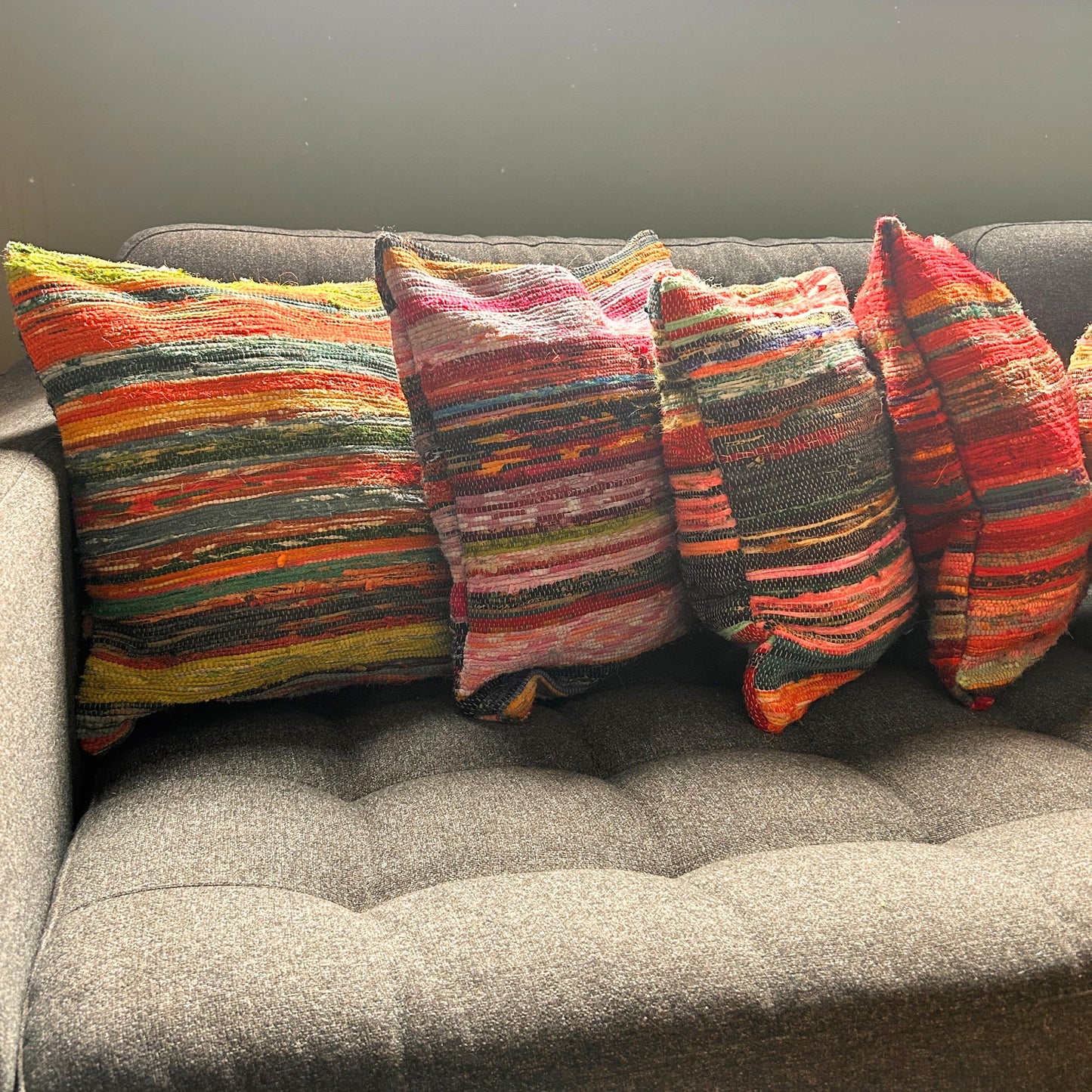 Housse de coussin en tapis recyclé - 40 x 40 cm - Orange