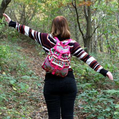 Mochila Tejido Jacquard Rosa