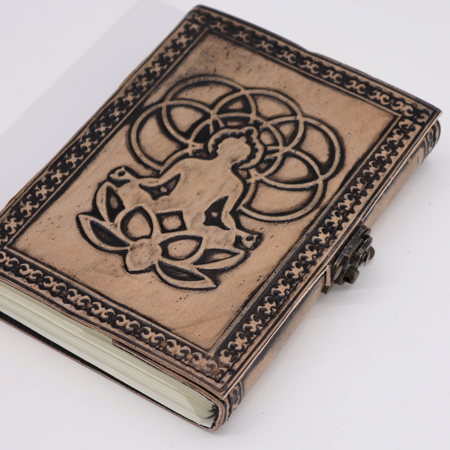 Esoterisches Buddha-Notizbuch – Vintage mit genähtem Rand