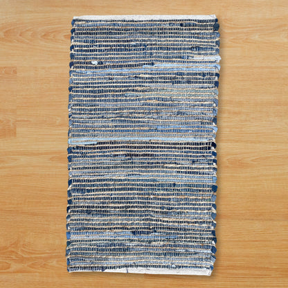 Alfombra mediana de yute de algodón reciclado - 90x150cm - Azul