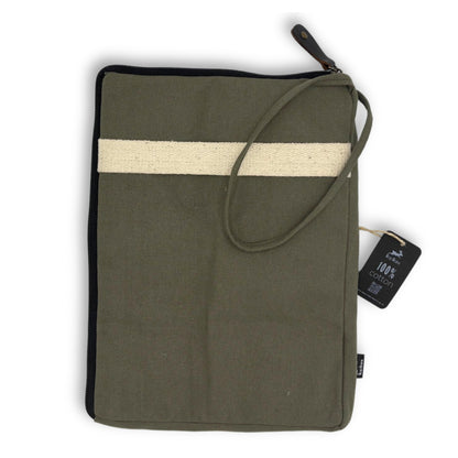 Große Canvas-Laptophülle - Olivgrün