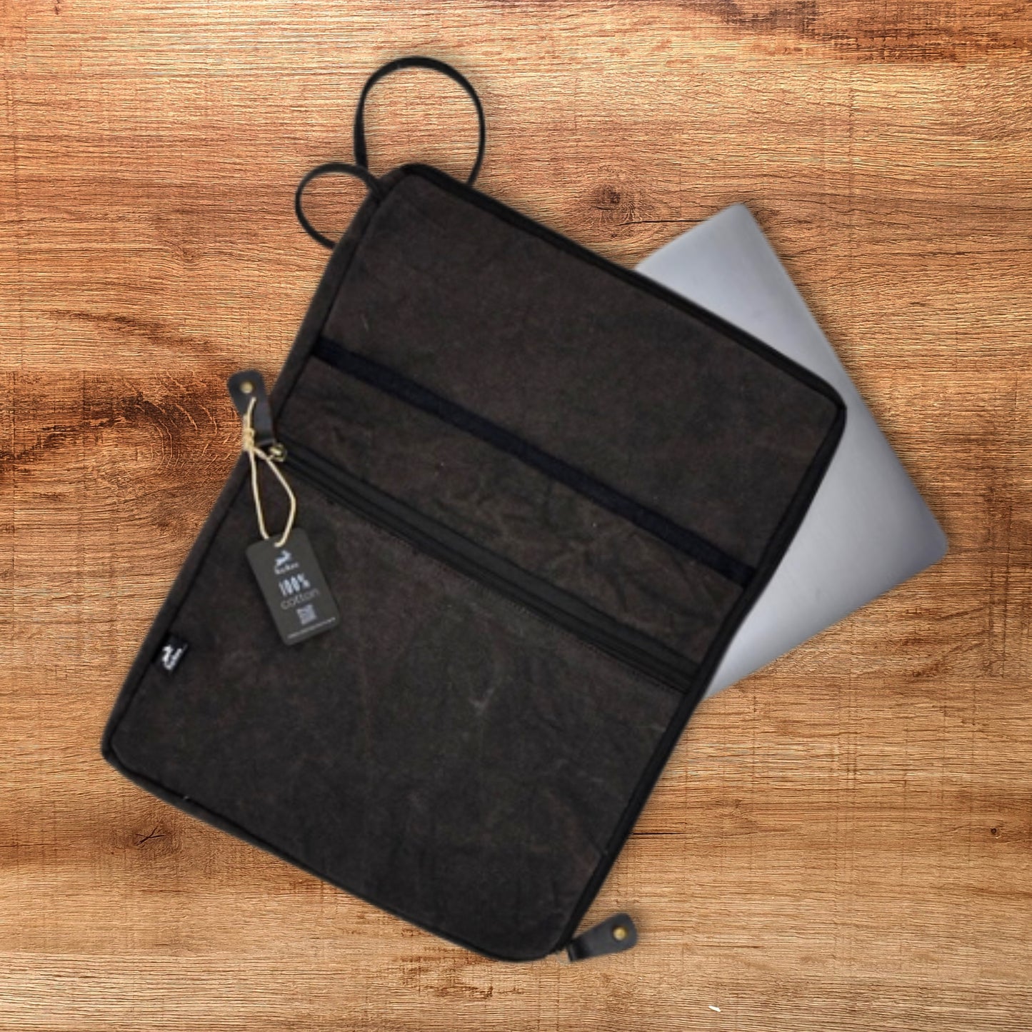 Große Laptophülle aus Canvas – Anthrazit