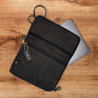 Große Laptophülle aus Canvas – Anthrazit
