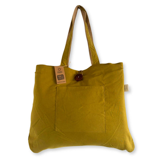 Große Wendetasche aus Jute und Baumwolle - Pistazie