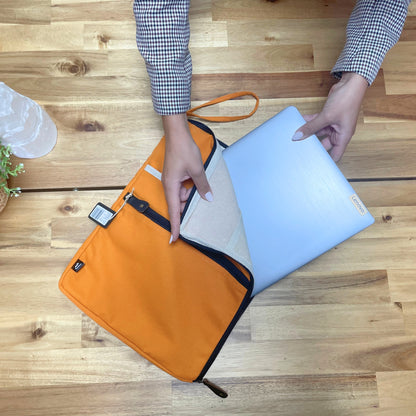 Große Canvas-Laptophülle - Olivgrün