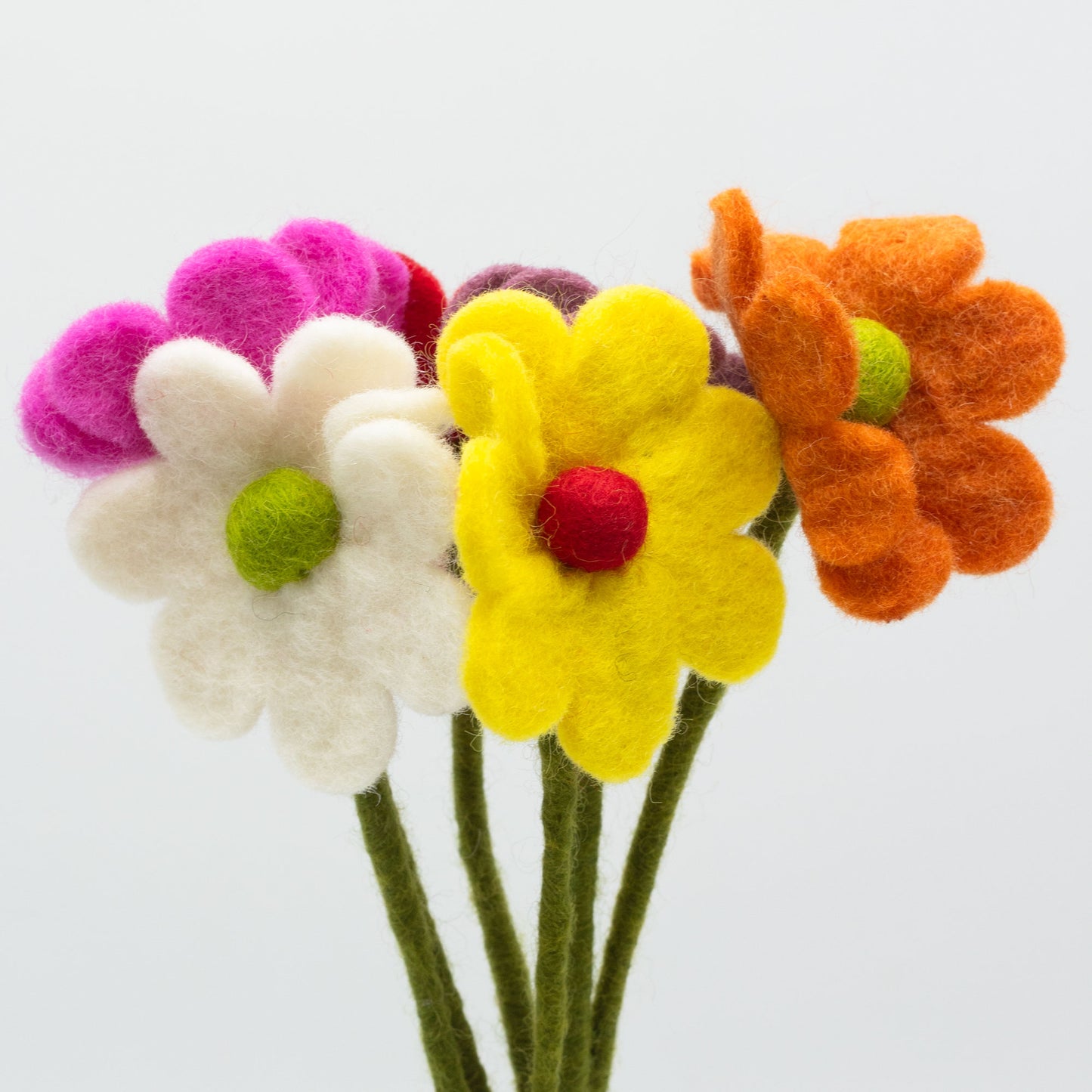 6 x Flores de fieltro - Margarita (colores surtidos)