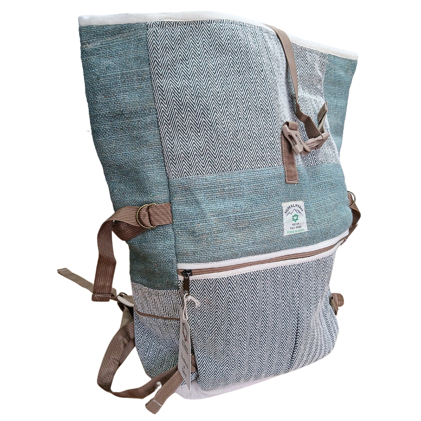 Hanf-Trekking-Rolltop-Rucksack - Salbeigrün