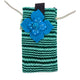 Bolso Porta Teléfono con Rayas Verdes - Decorado con flores