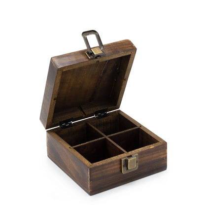 Caja de té tallada  (4 compartimentos)