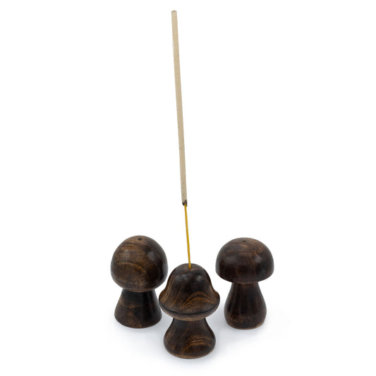 3 x Set mit 3 Mini-Räucherpilzen (8 cm, 7 cm, 6,5 cm).