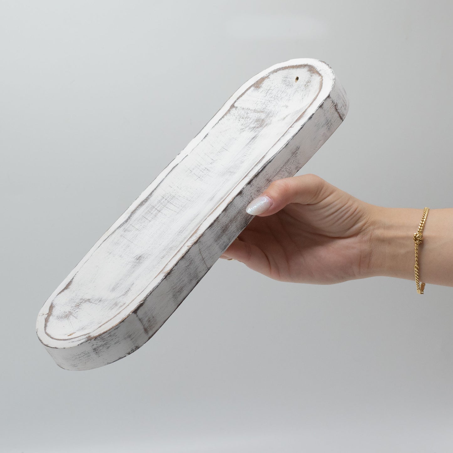 Großes Räuchertablett 30x10cm - Klassisch weiß gekalkt