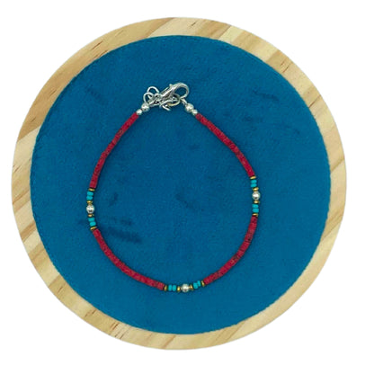 Nepalesisches Armband mit extra feinem Edelstein – Koralle Tribal Perle