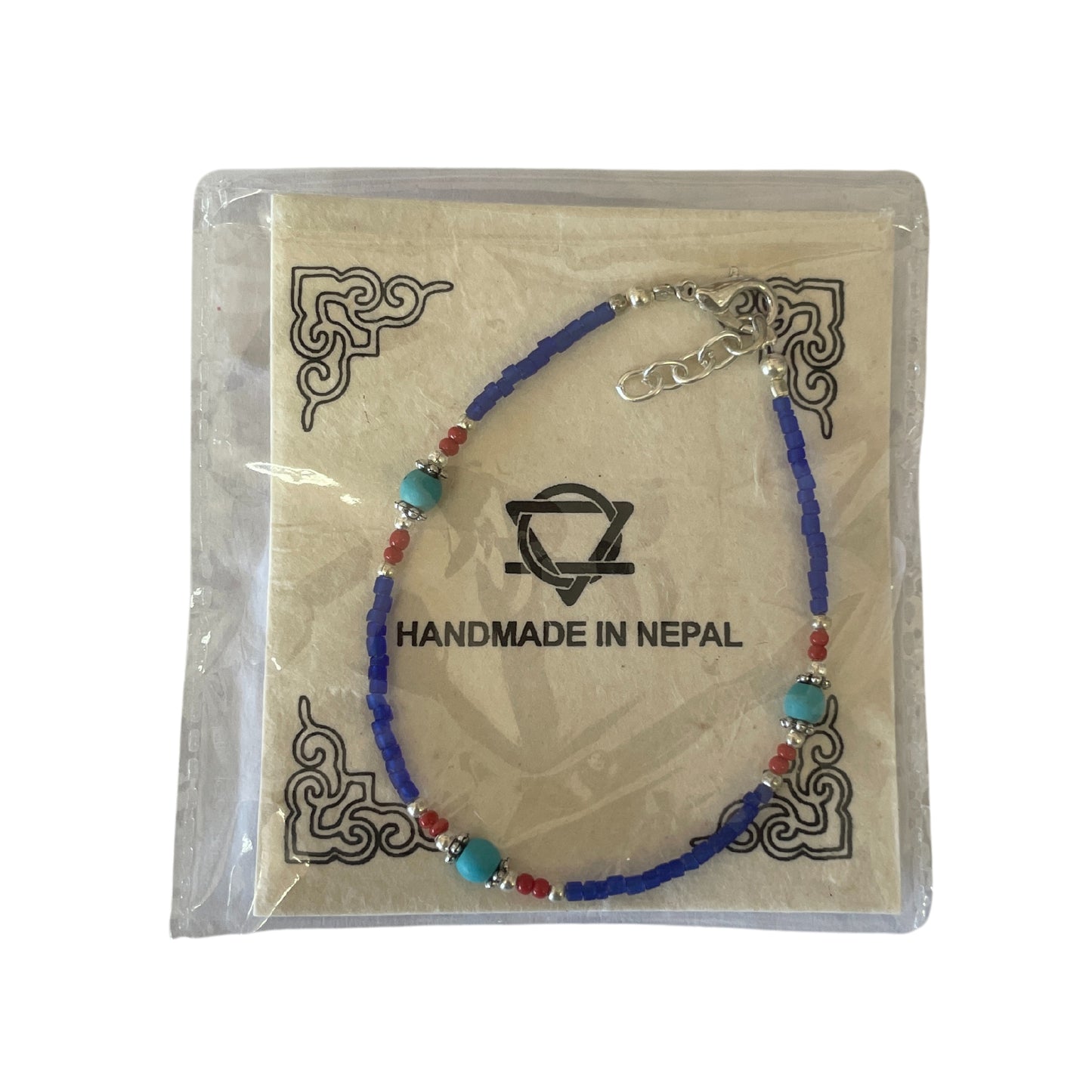 Bracelet népalais en pierres précieuses extra fines - Onyx bleu