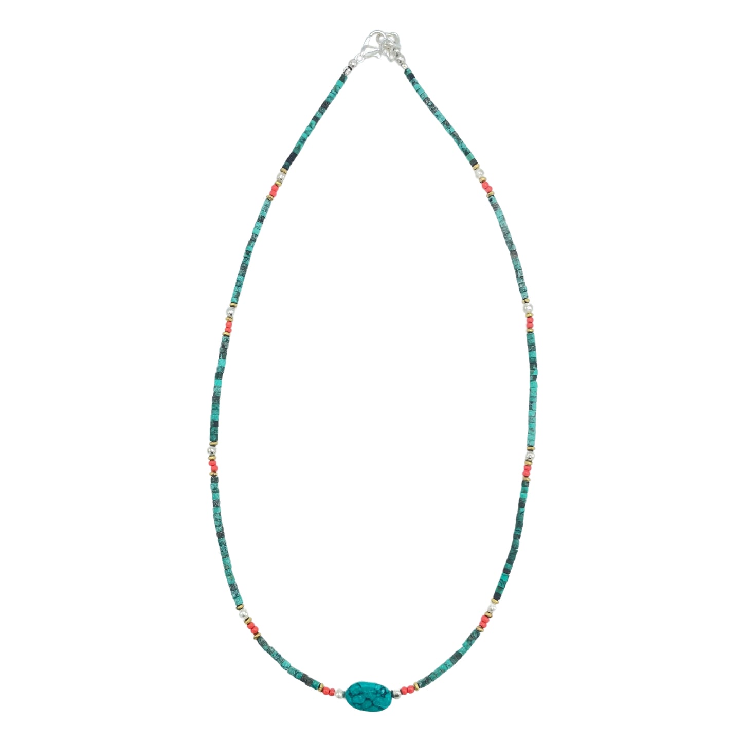Collar nepalí de gemas extrafinas - Turquesa y piedra