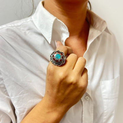 4 x Anillo de Turquesa Estilo Nepalí (4 estilos)