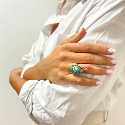 4 x Anillo ovalado estilo nepalí (4 colores)
