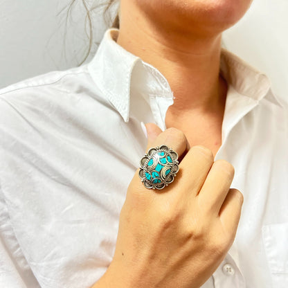 4 x Anillo de Turquesa Estilo Nepalí (4 estilos)