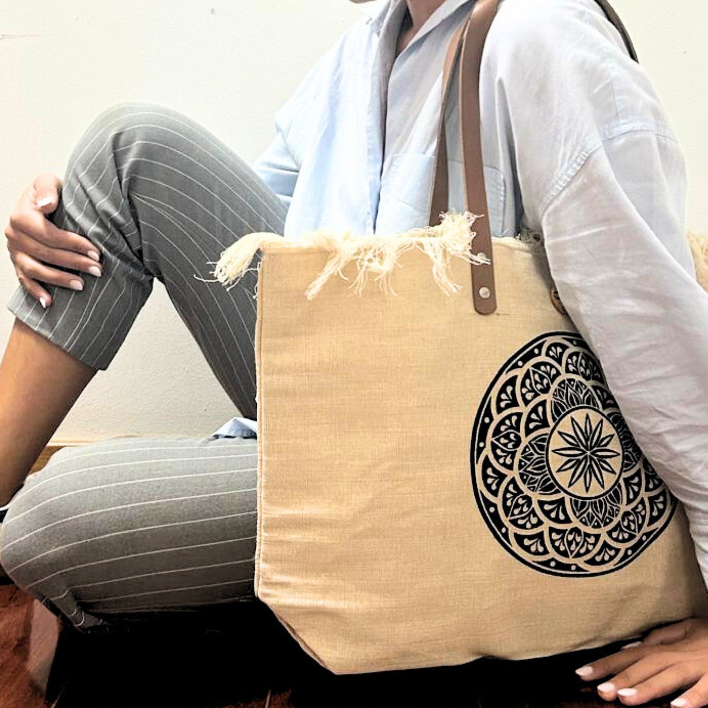 Henkeltasche aus Naturleder - Mandela