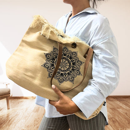Bolso Natural Asa de piel - Mandela