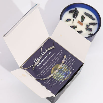 Sternzeichen-Kristallkerze mit Edelsteinarmband - Zwillinge