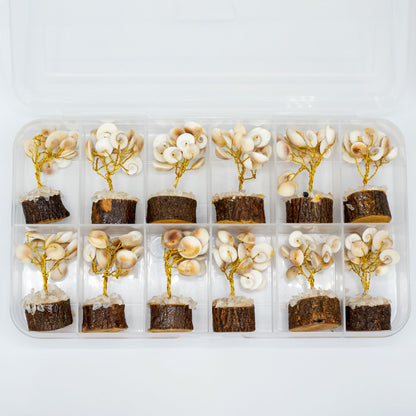 12 x Pequeño Gomati Chakra Árboles de Piedra Círculo con Rudraksha - (15 piedras)