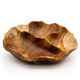 Frutero redondo liso de madera de teca de tres secciones - 30x5.5cm