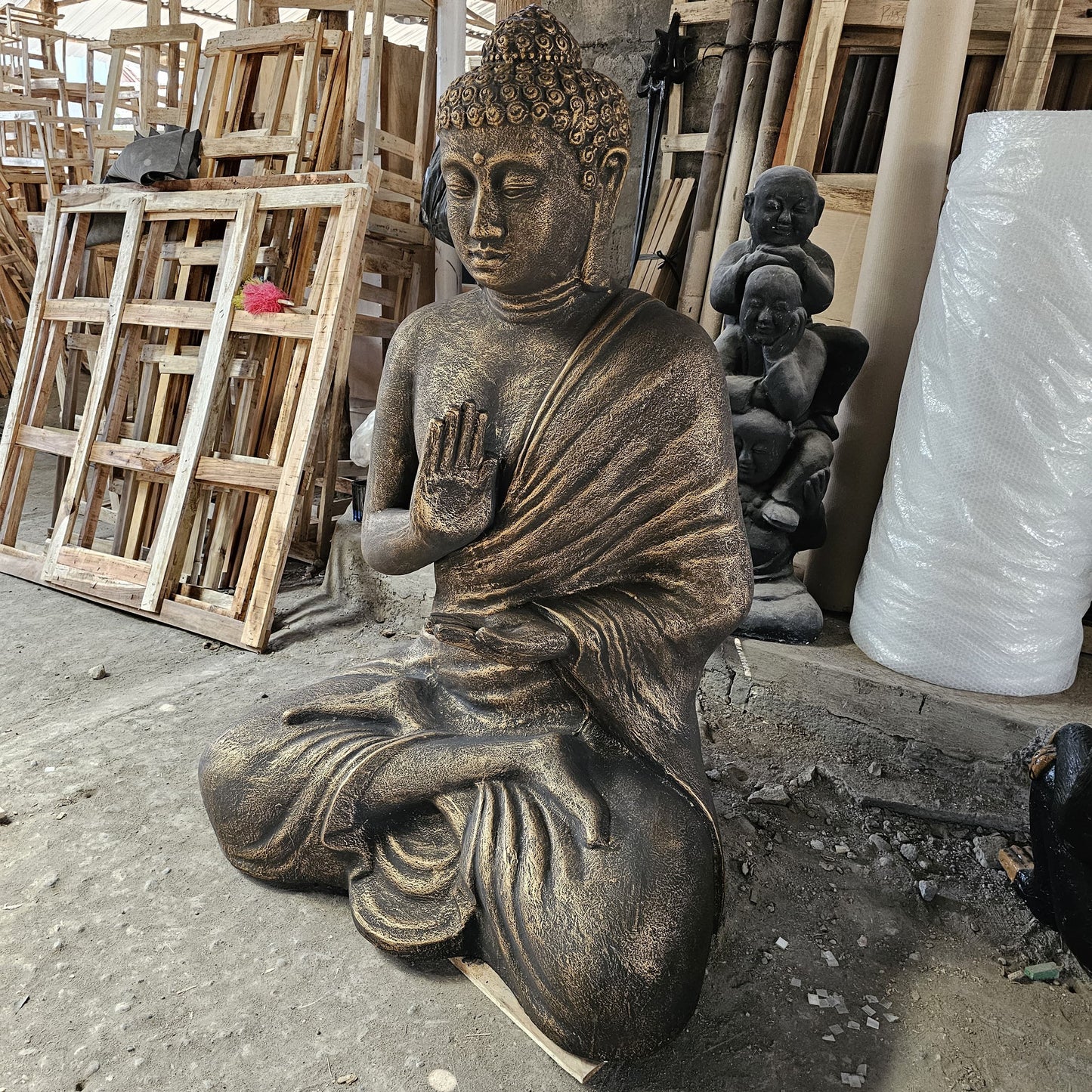 Gran Buda de Oro Antiguo Meditación en Estupa - 1.5m