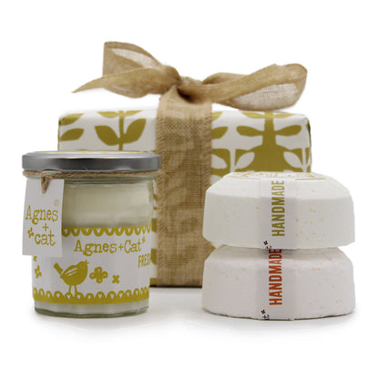Set de Regalo: Bombas de baño de Clementina & Mor. Roll + Vela de Cítricos frescos
