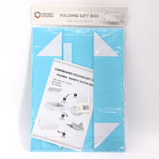 Faltbare Geschenkbox mit Schleife 28,2x20,2x9,2 cm - Babyblau