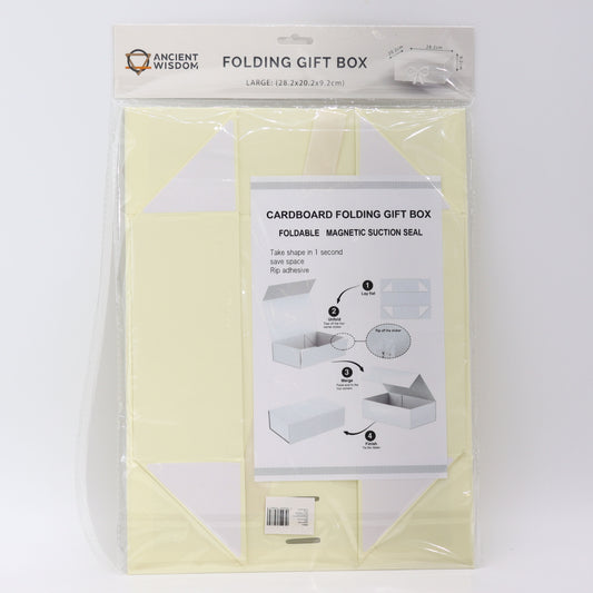 Faltbare Geschenkbox mit Schleife 28,2x20,2x9,2 cm - Elfenbein