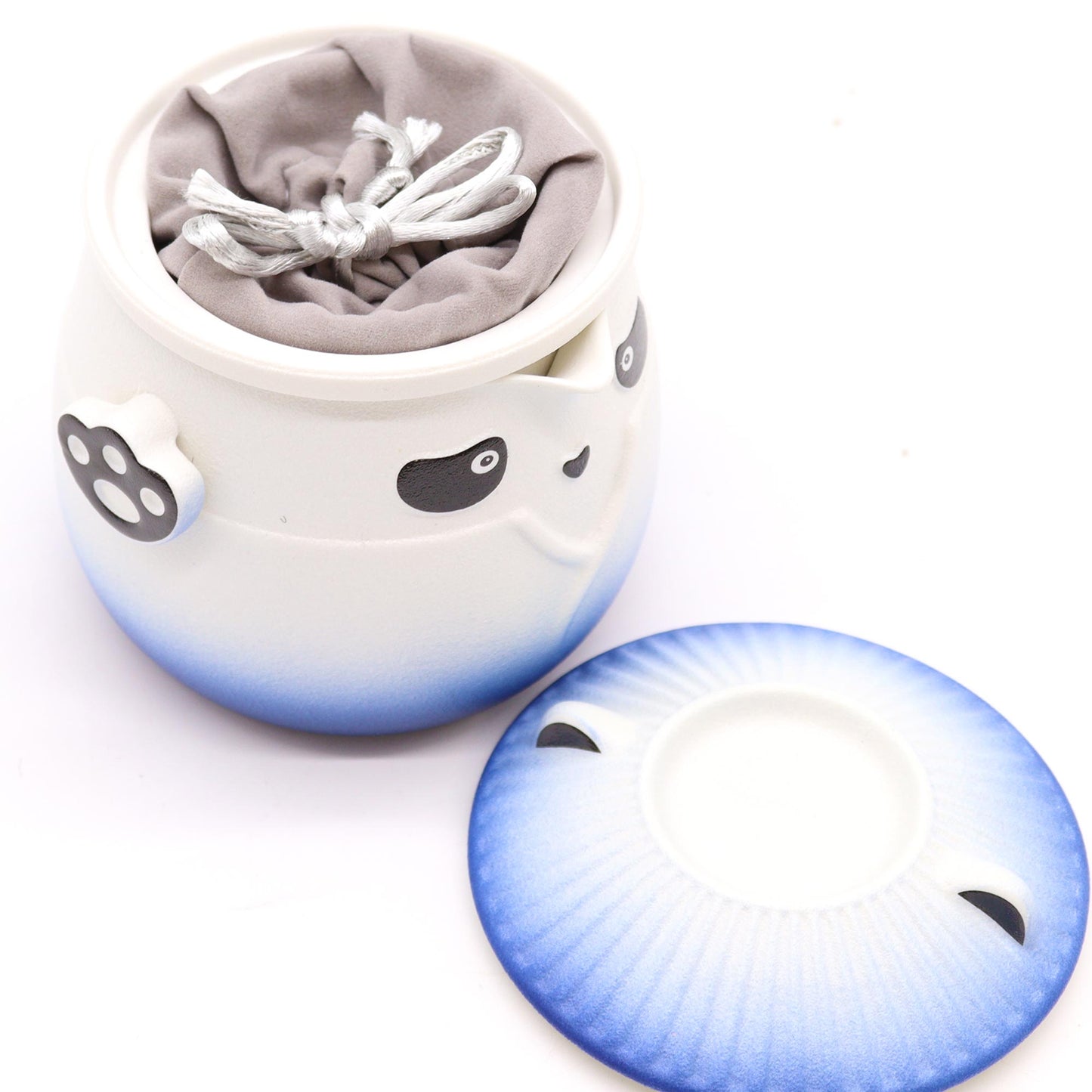 Panda Teekanne und Drei-Tassen-Set - Himmelblau