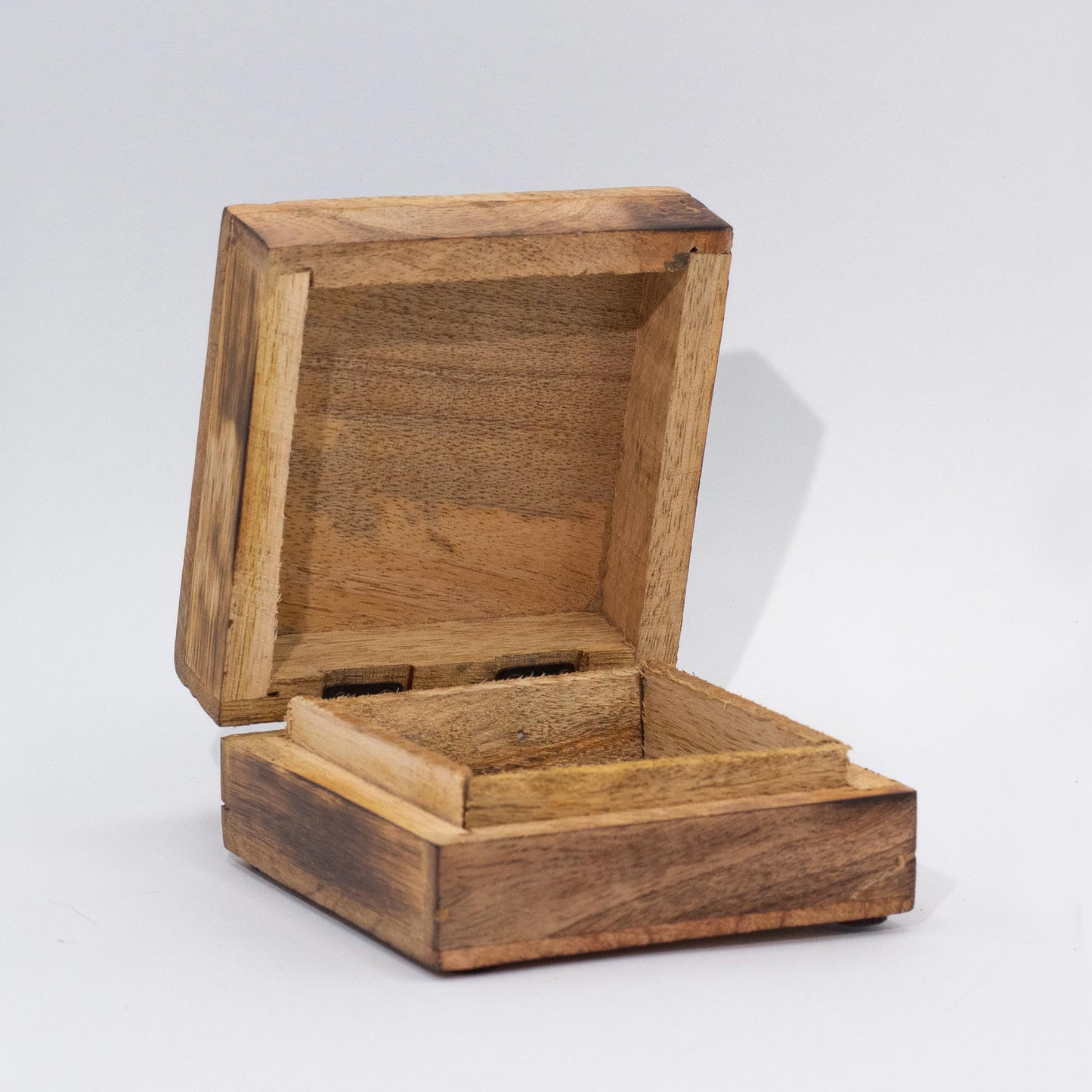 Mittlere quadratische Box 13,5 x 13,5 x 6 cm – Türkisfarbenes Pilzdesign