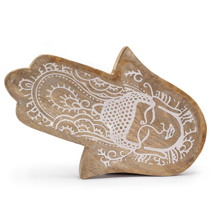 Bandeja larga 30x20.5x2.5cm - Hamsa con Buda Blanco
