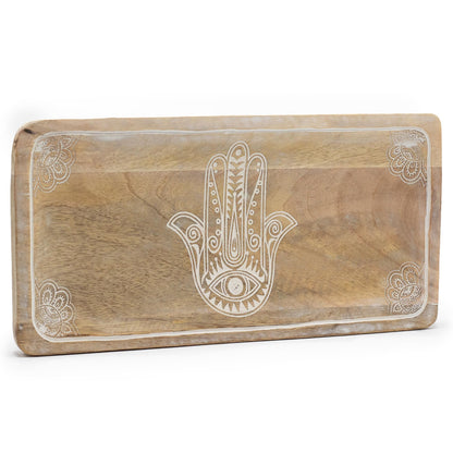 Bandeja larga 30x15x2,5cm - Hamsa Blanco