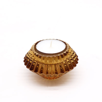 Portavelas reversible con diseño de flor para cena / vela de té - Ámbar