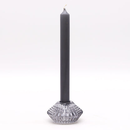 Portavelas reversible con diseño de flor para cena / vela de té - Gris medianoche
