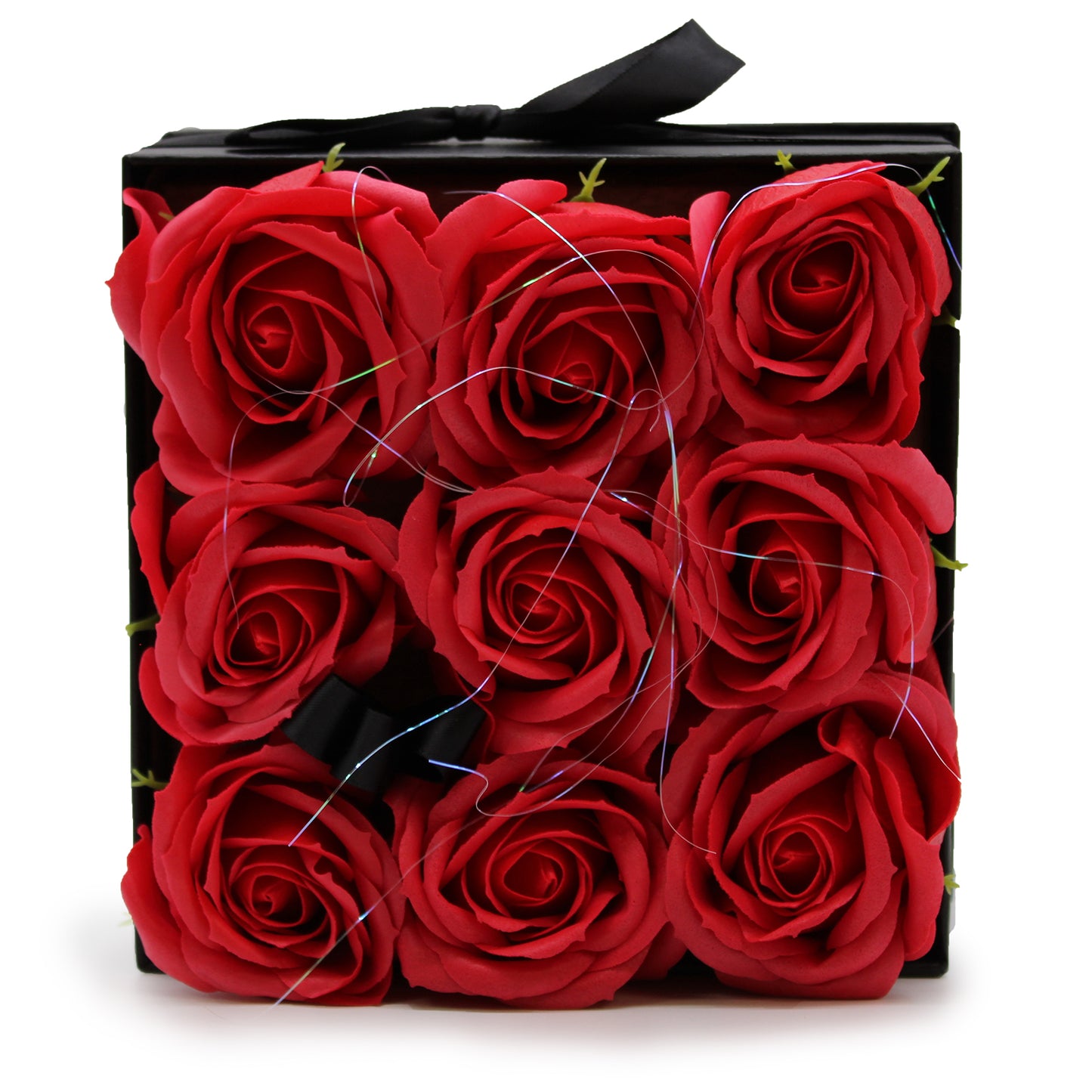 Geschenkbox - Seifenblume 9 Rote Rosen - Quadratisch