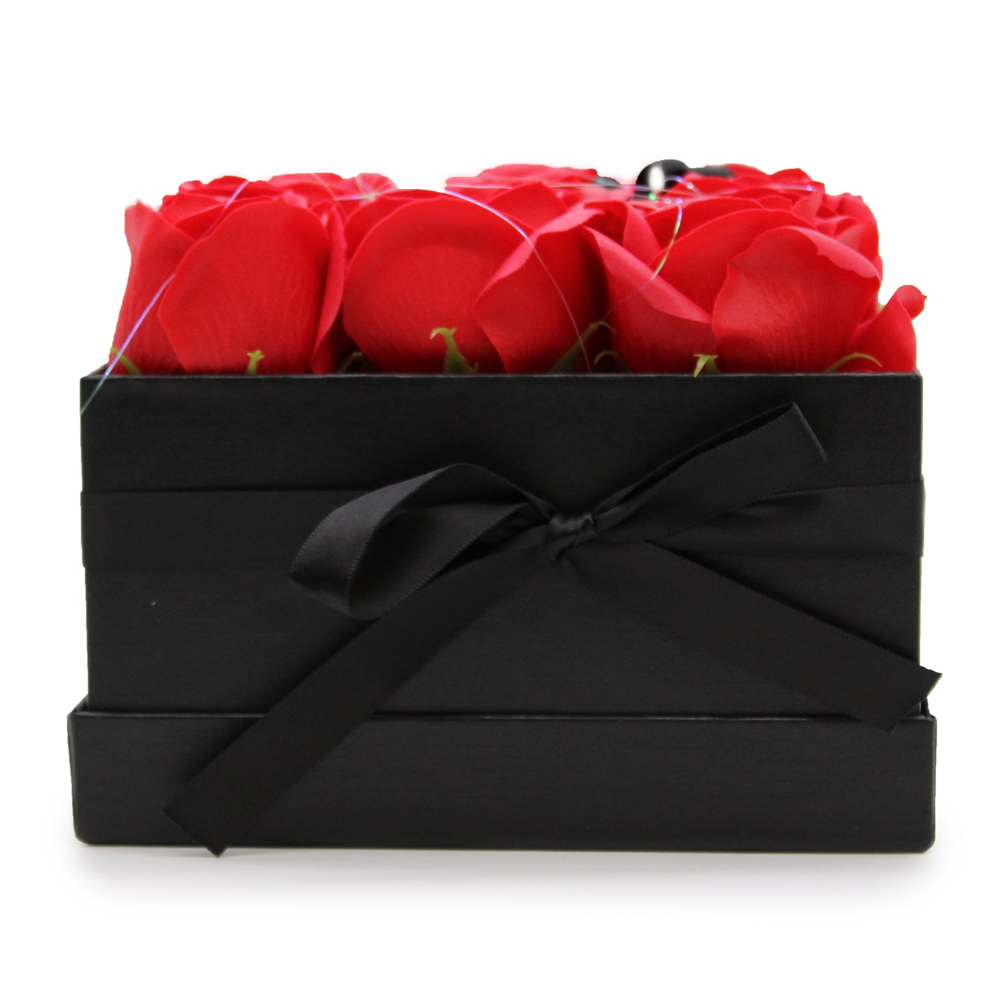 Geschenkbox - Seifenblume 9 Rote Rosen - Quadratisch