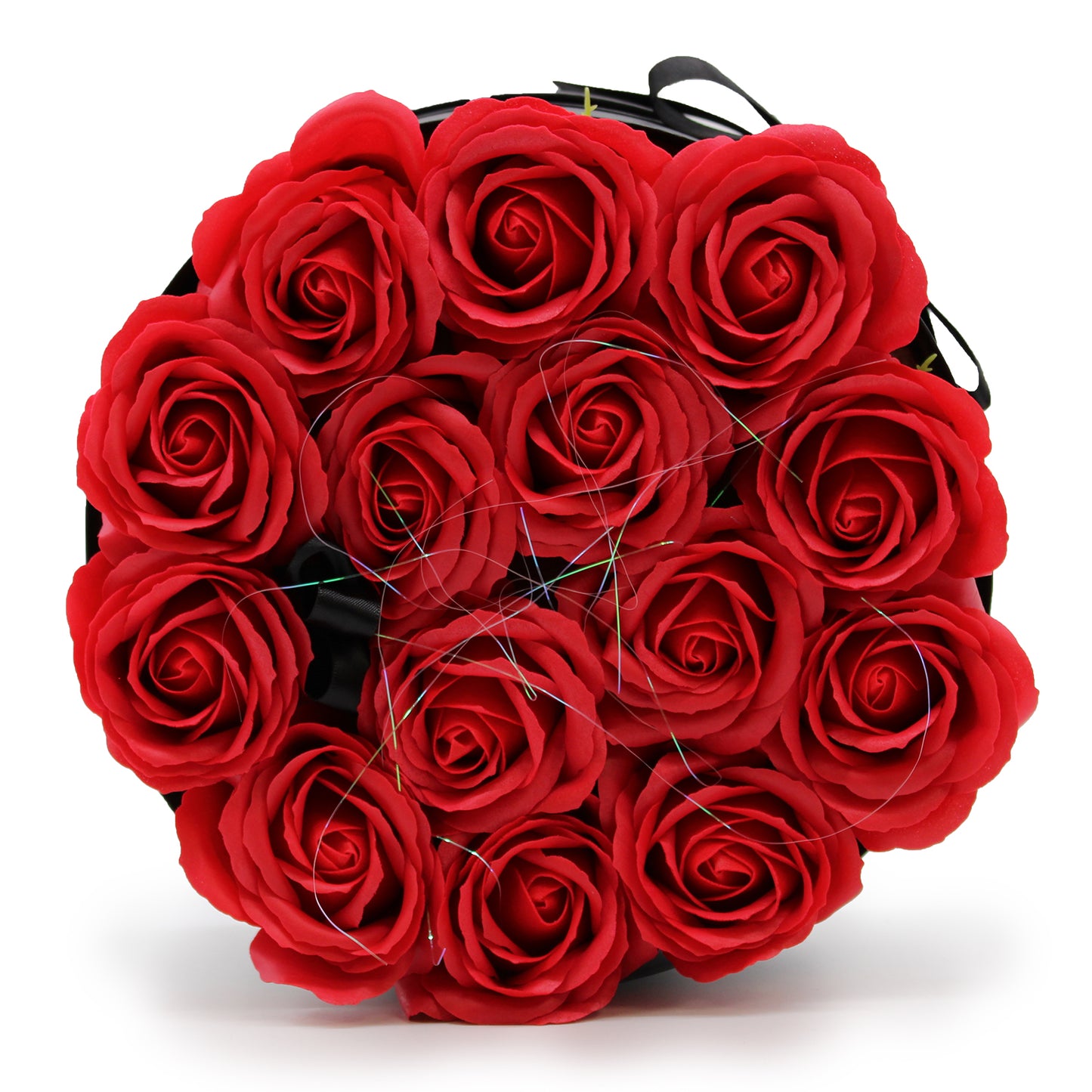 Coffret cadeau - Fleur de savon 14 roses rouges - Rond
