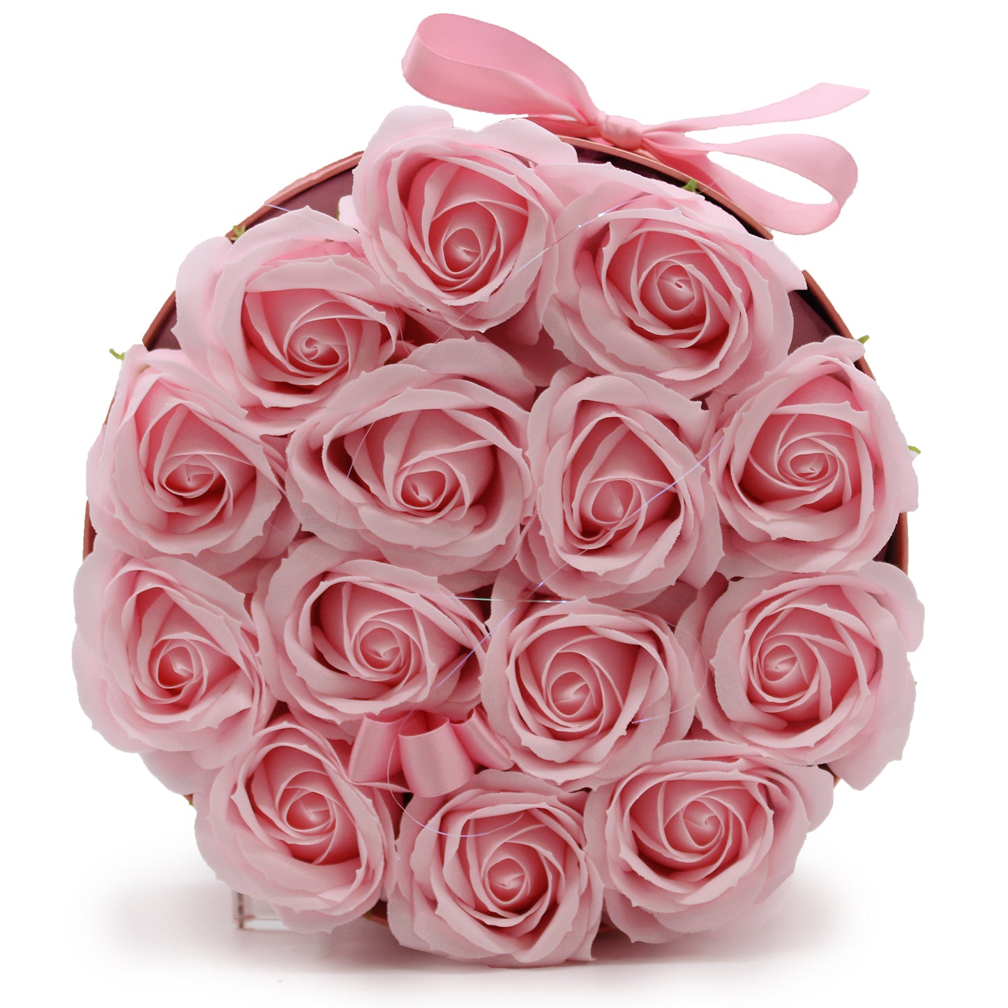 Geschenkbox - Seifenblume 14 rosa Rosen - rund