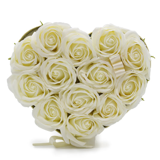 Geschenkbox - Seifenblume 13 Cremerosen - Herz