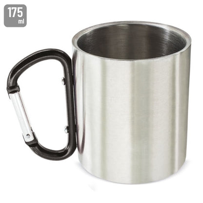 Taza con Mosquetón Acero Inoxidable Negro