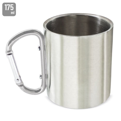 Taza con Mosquetón Acero Inoxidable Plata
