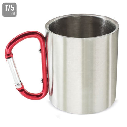 Taza con Mosquetón Acero Inoxidable Rojo