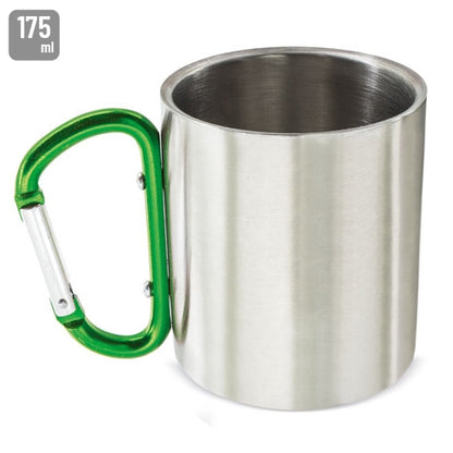 Taza con Mosquetón Acero Inoxidable Verde
