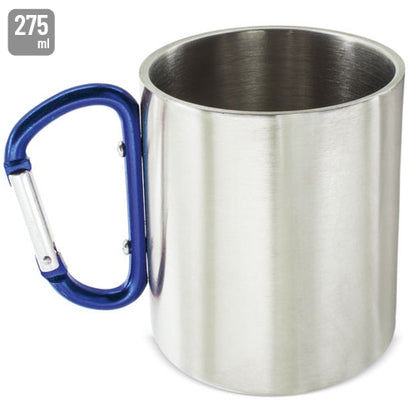 Taza con Mosquetón Acero Inoxidable Azul Grande