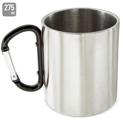 Taza con Mosquetón Acero Inoxidable Negro Grande