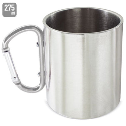 Taza con Mosquetón Acero Inoxidable Plata Grande