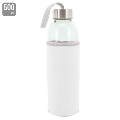 Bouteille en verre Housse Néoprène Blanche
